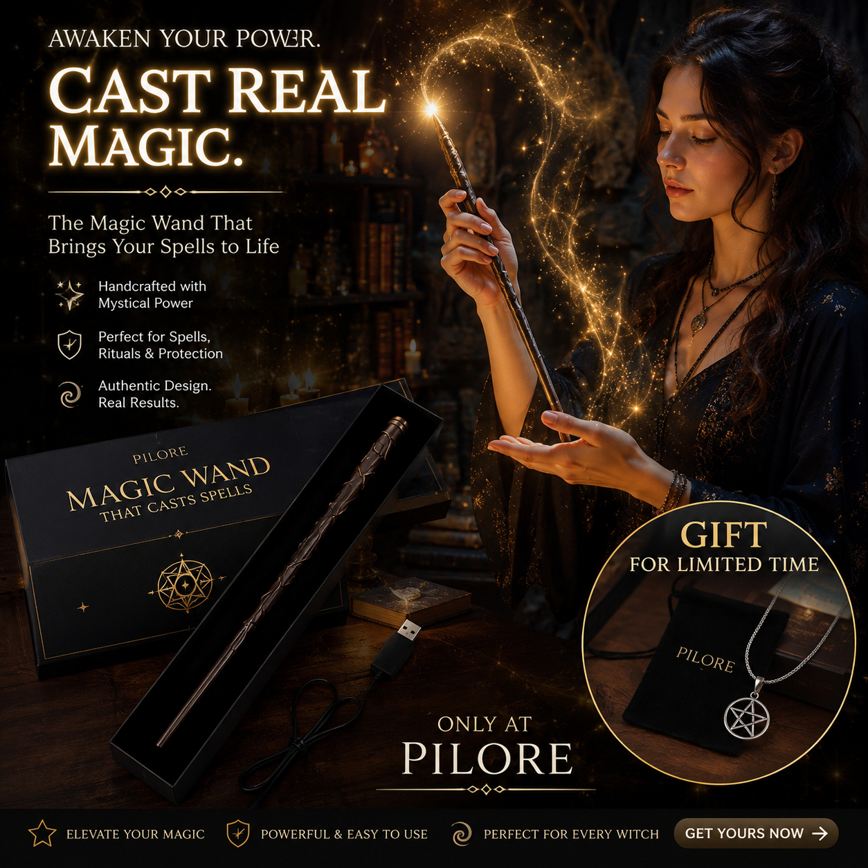 Magic wand that casts spells