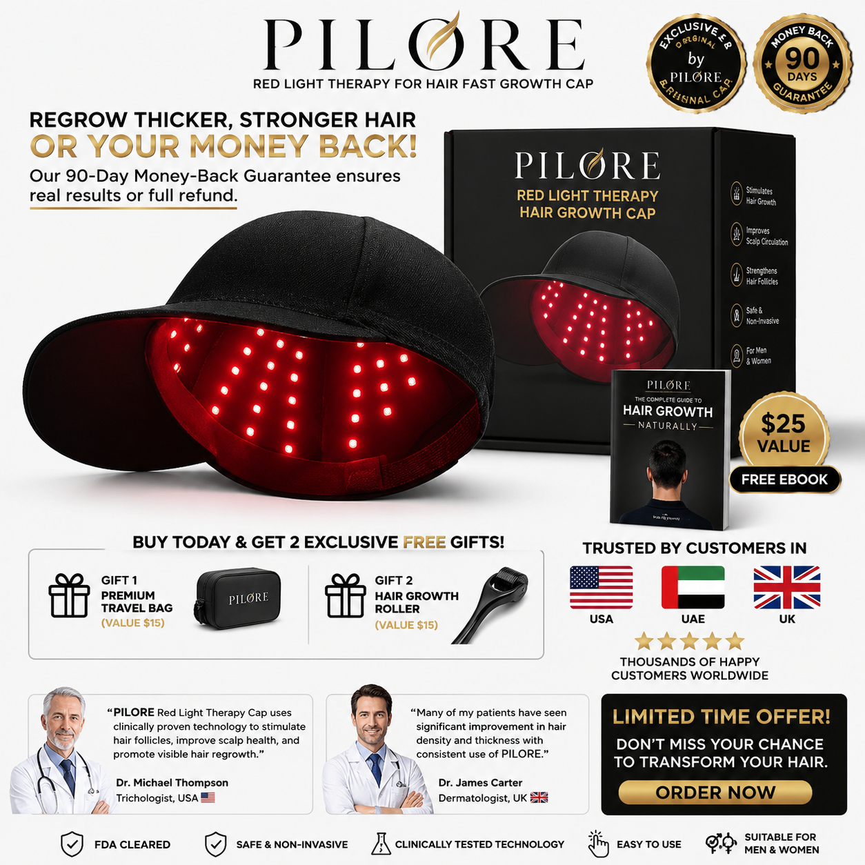Red Light Therapy for Hair Fast Growth Cap