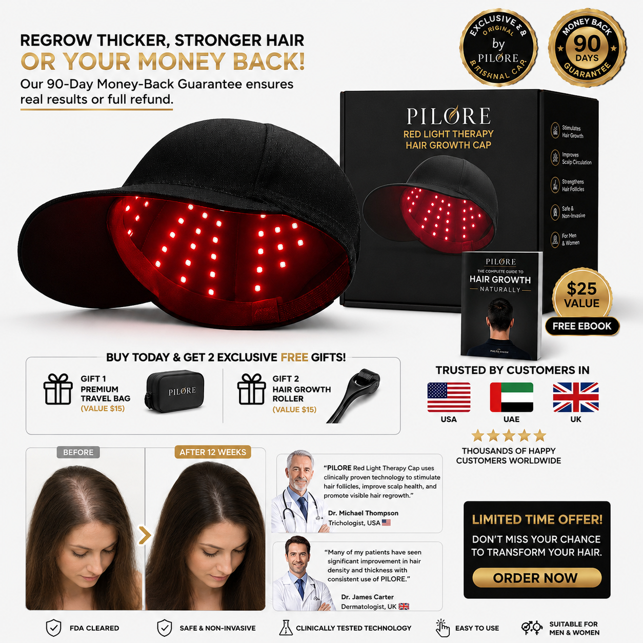Red Light Therapy for Hair Fast Growth Cap