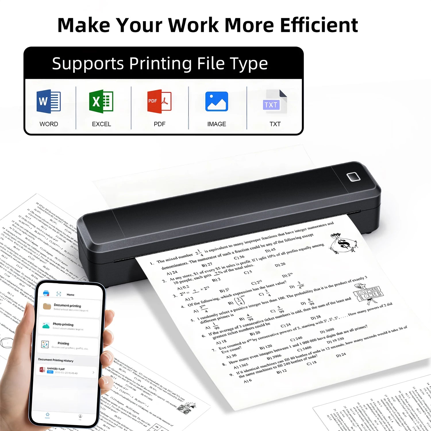 Mini A4 Thermal Printer Bluetooth